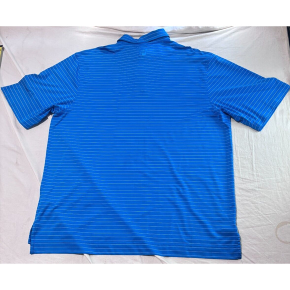 FootJoy FJ Golf Polo Shirt Men's L Blue Striped Short Sleeve Tech - Picture 3 of 6